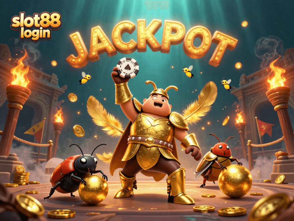 Experience thrilling wins with slot88 login and vibrant casino elements in this dynamic 3D scene.