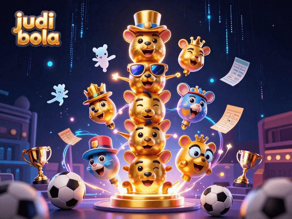 Experience judi bola excitement with dynamic sports betting elements in an illustrated scene.