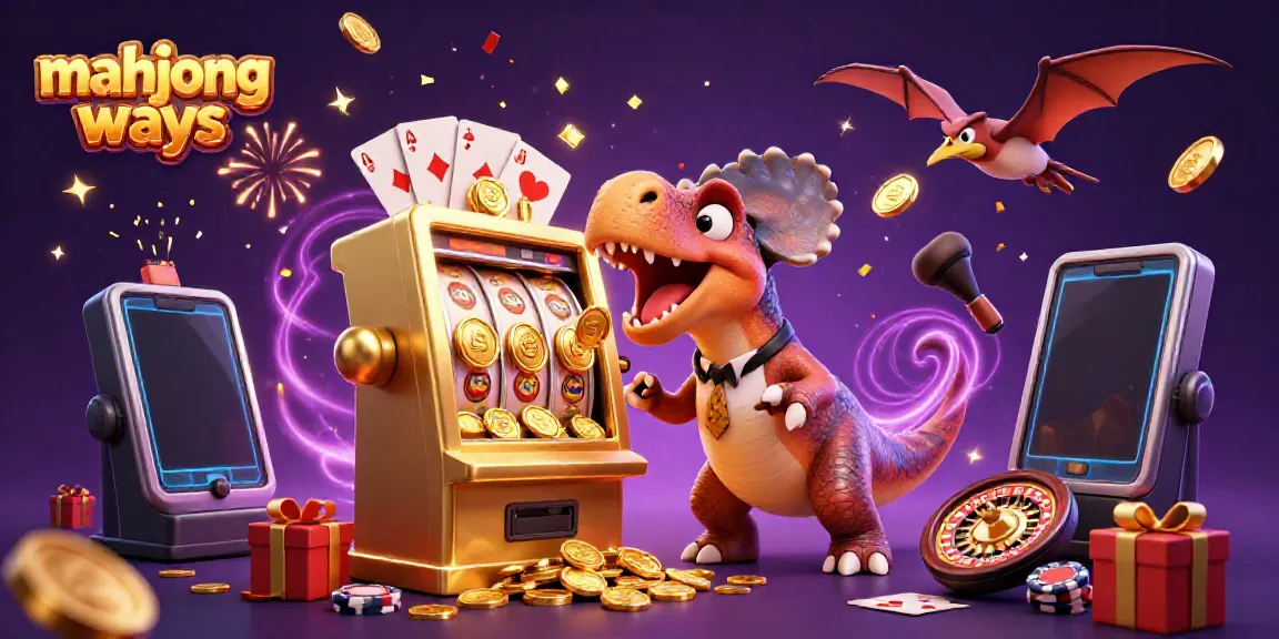 Kemenangan besar saat memainkan mahjong ways dengan slot mesin emas dan karakter lucu di kasino.