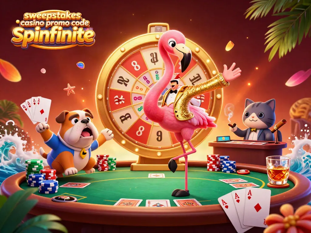 Spinfinite promo code: engage with the excitement of sweepstakes casino gaming in a vibrant 3D scene.