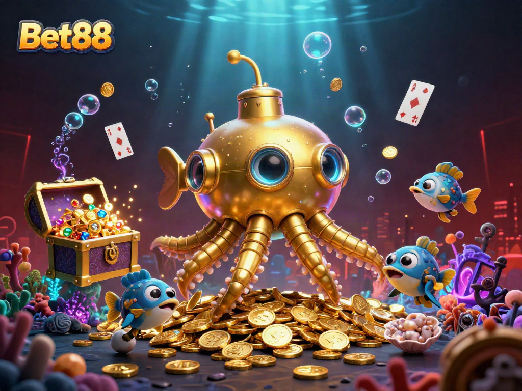 Engage in thrilling games at Bet88 with a captivating underwater casino scene.