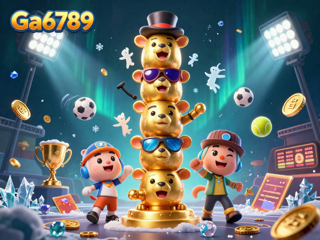 Ga6789 showcases a vibrant 3D casino scene with animated totem pole and dynamic betting elements.