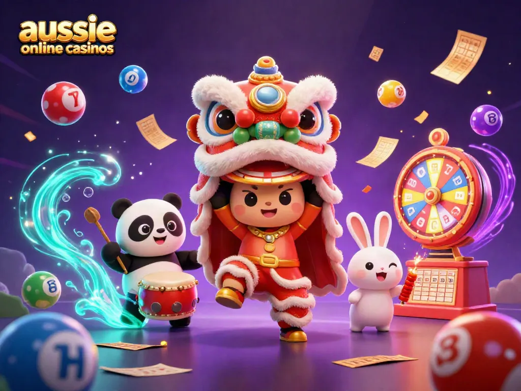 Engage in aussie online casinos with a colorful and dynamic 3D illustration featuring lively characters.