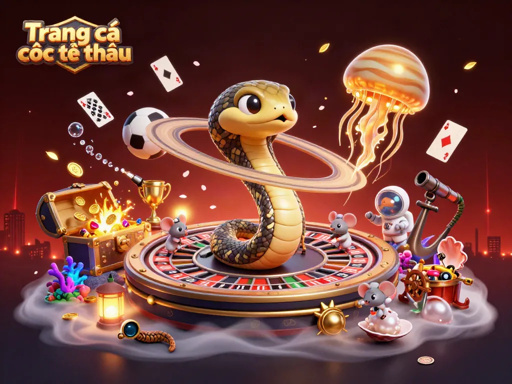 Engage in Trang cá cược thể thao with lively action shown in a vibrant, detailed cosmic casino scene.
