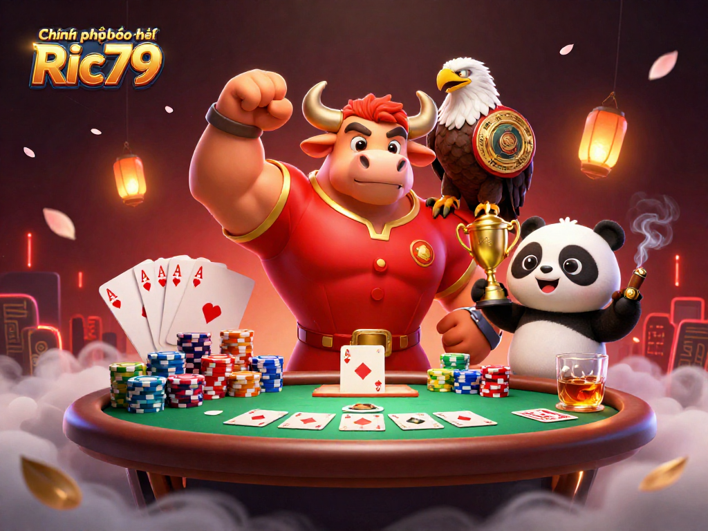 Experience the excitement of Chính sách bảo mật Ric79 with vibrant characters and dynamic poker elements.