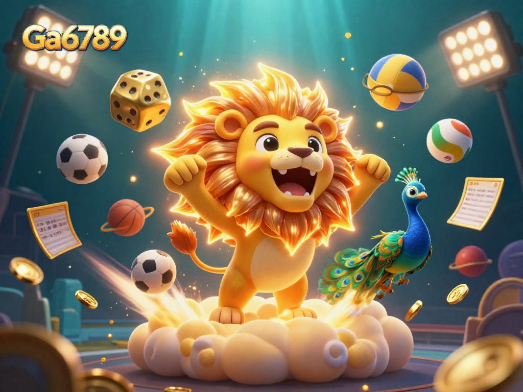 Experience exciting gameplay with Ga6789 in a vibrant casino scene filled with dynamic sports elements.