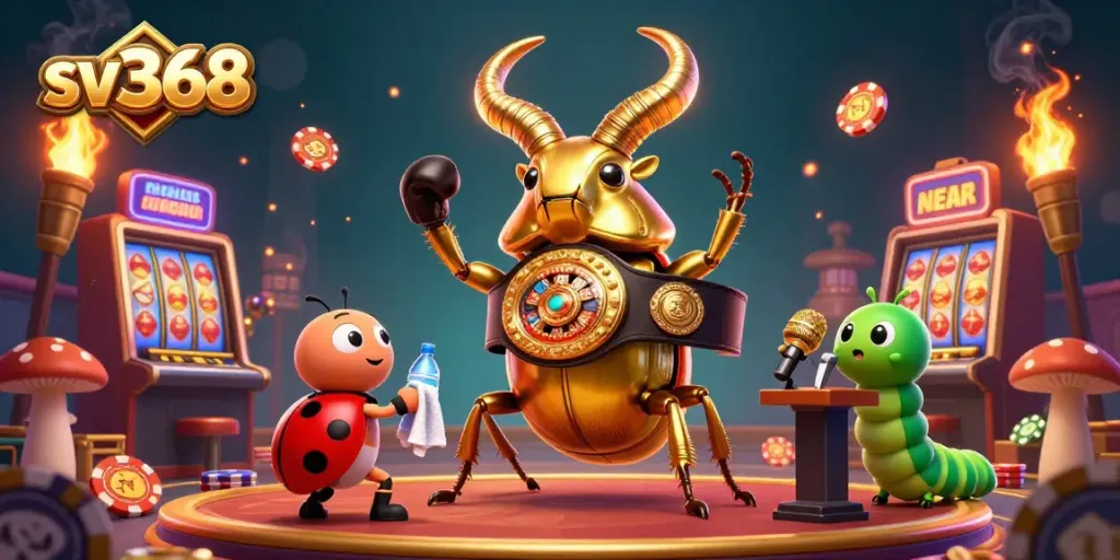 Experience thrilling fights at sv368 with a unique 3D casino illustration featuring vibrant characters.