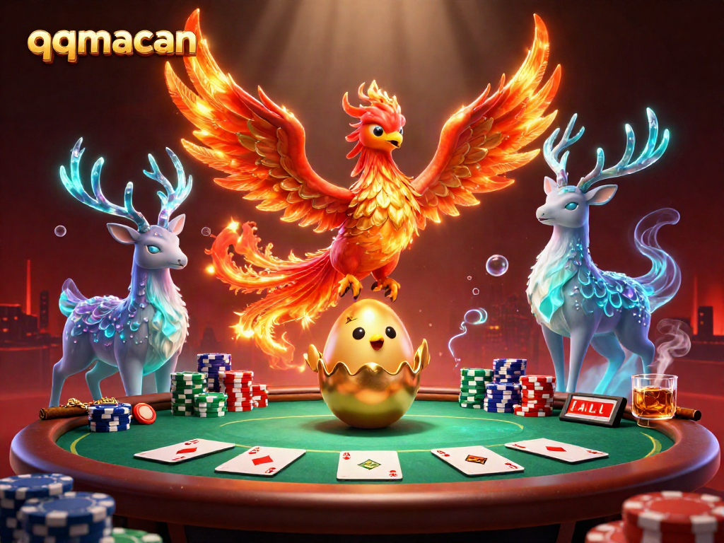 Mainkan qqmacan sambil melihat phoenix berapi dan simbol poker yang berkilau