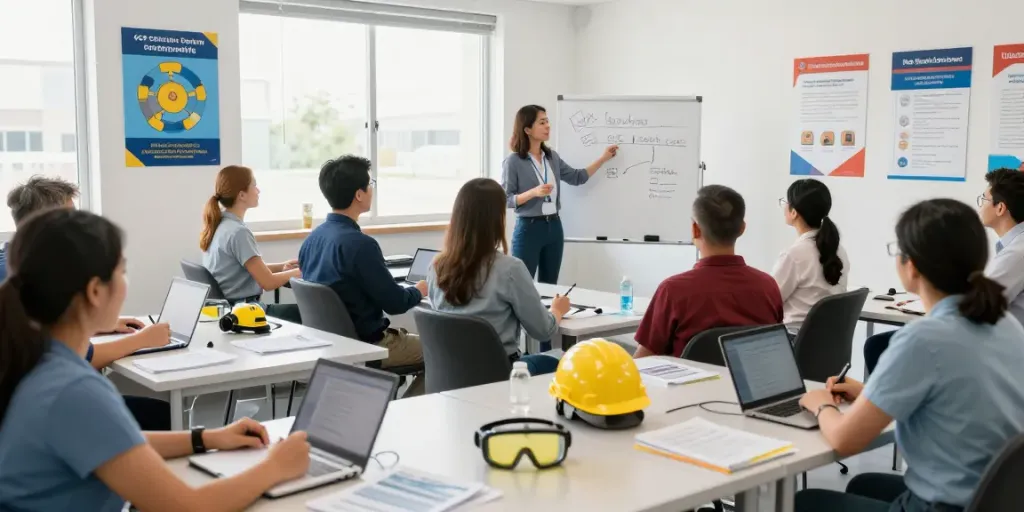 CSP Certification training in a professional classroom with engaged learners and a knowledgeable instructor.