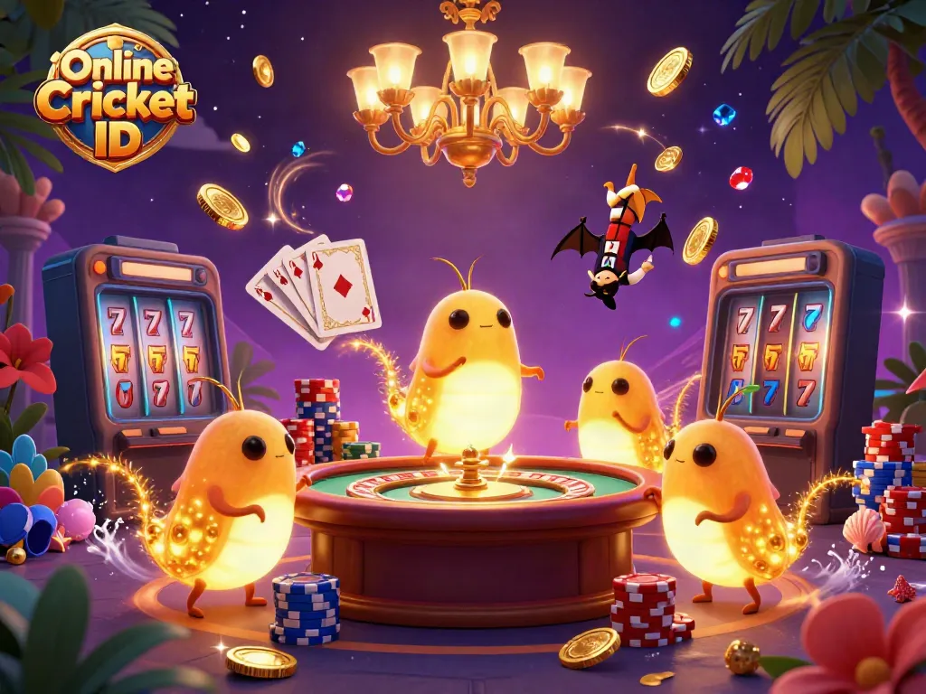 Experience the thrill of Online Cricket ID gaming with dynamic casino elements and colorful glowworms.