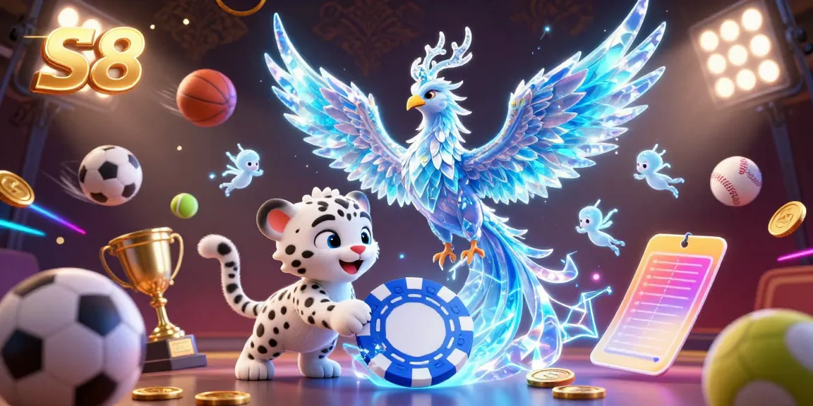 S8 offers a thrilling casino experience with dynamic ice phoenix and playful elements in a vibrant setting.