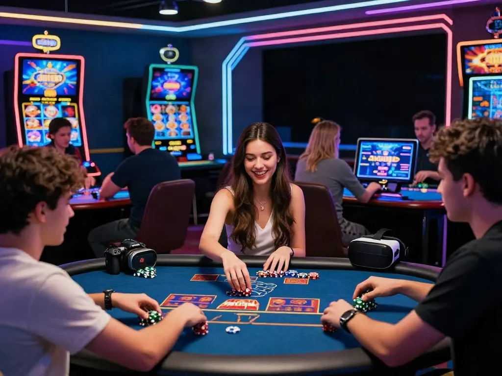 Engaging online gambling experience featuring players around a table with akunjp branding.