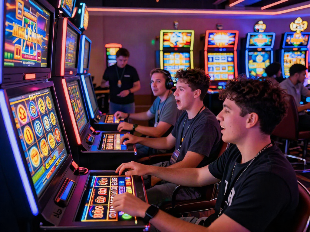 Exciting online slot game scene with players engaged in vibrant gameplay at a digital casino.