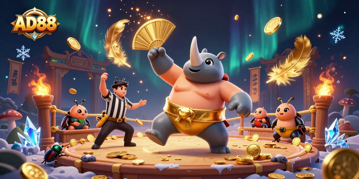 Experience the excitement of AD88 with thrilling golden coins flying during a dynamic casino match.