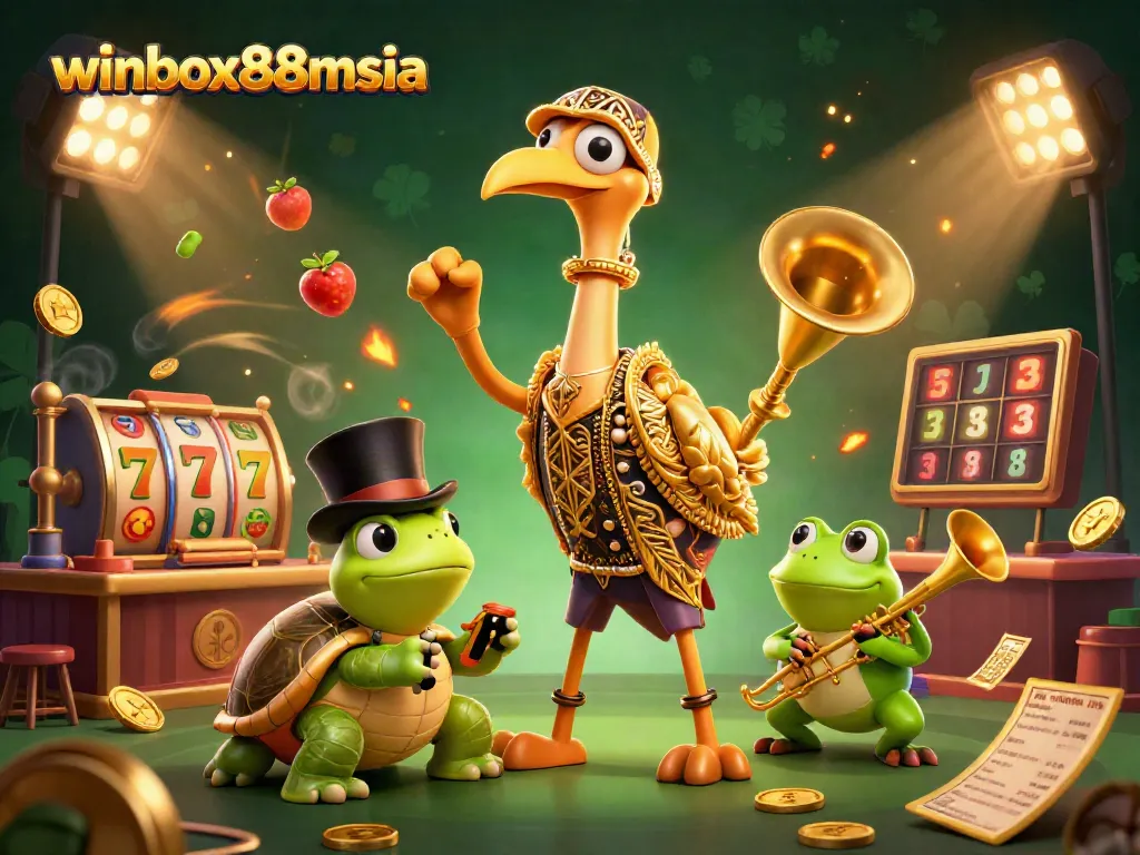 Experience excitement at winbox88msia with dynamic casino action featuring slots and vibrant characters.