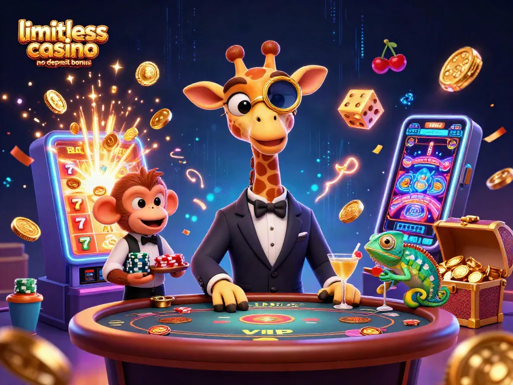 Experience the thrill of limitless casino no deposit bonus with vibrant characters and slot action!