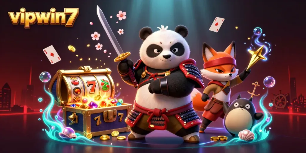 Win with vipwin7 by experiencing thrilling slot gameplay in a dynamic 3D scene.