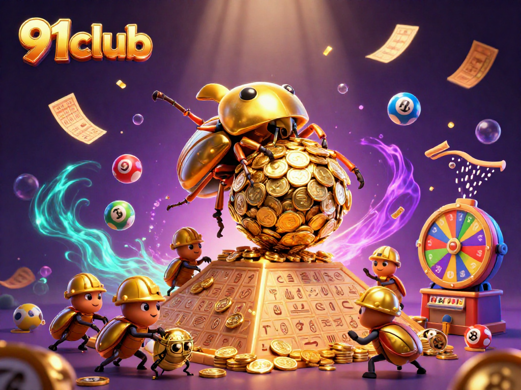 Experience thrilling 91club gaming with dynamic colorful lottery elements and vibrant casino imagery.