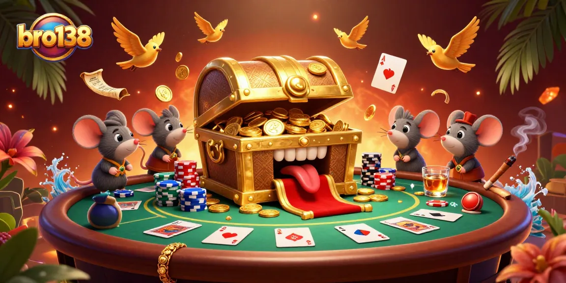 Experience exciting gameplay at bro138 with unique giant treasure chest welcoming adventurers.