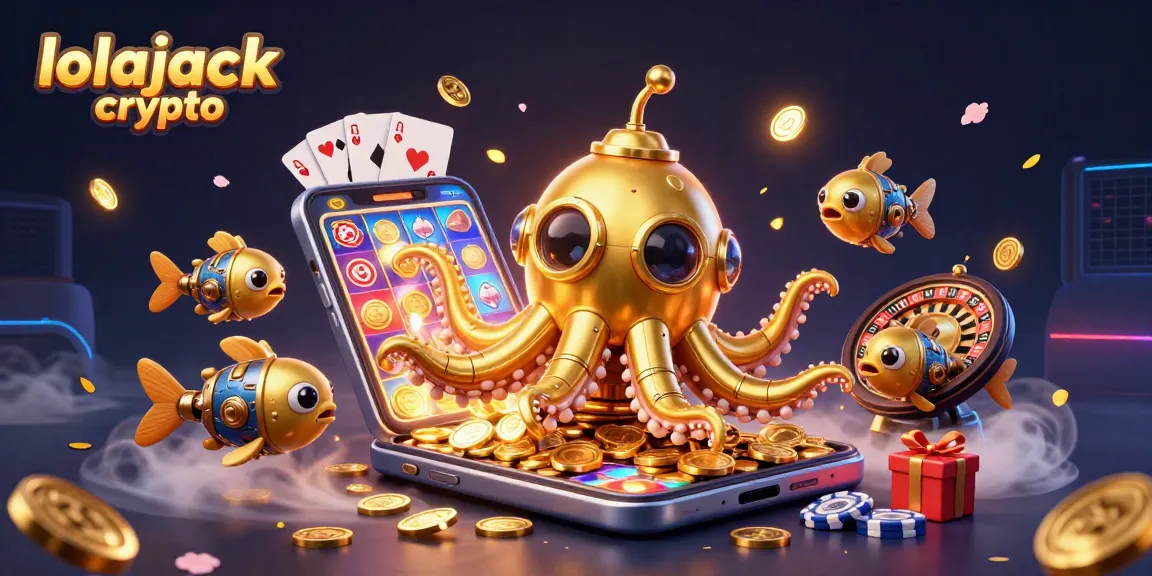 Engage with lolajack crypto's vibrant 3D illustration showcasing a golden kraken and exciting casino elements.