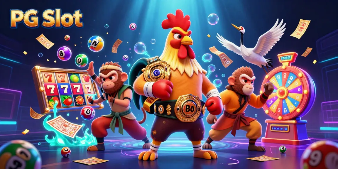 Engage with PG Slot action in a vibrant 3D casino scene featuring unique characters and dynamic game elements.
