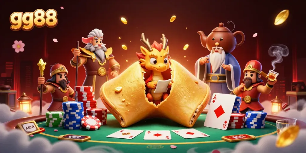 Engage with the gg88 online casino experience, featuring a dynamic character scene with fortune element.