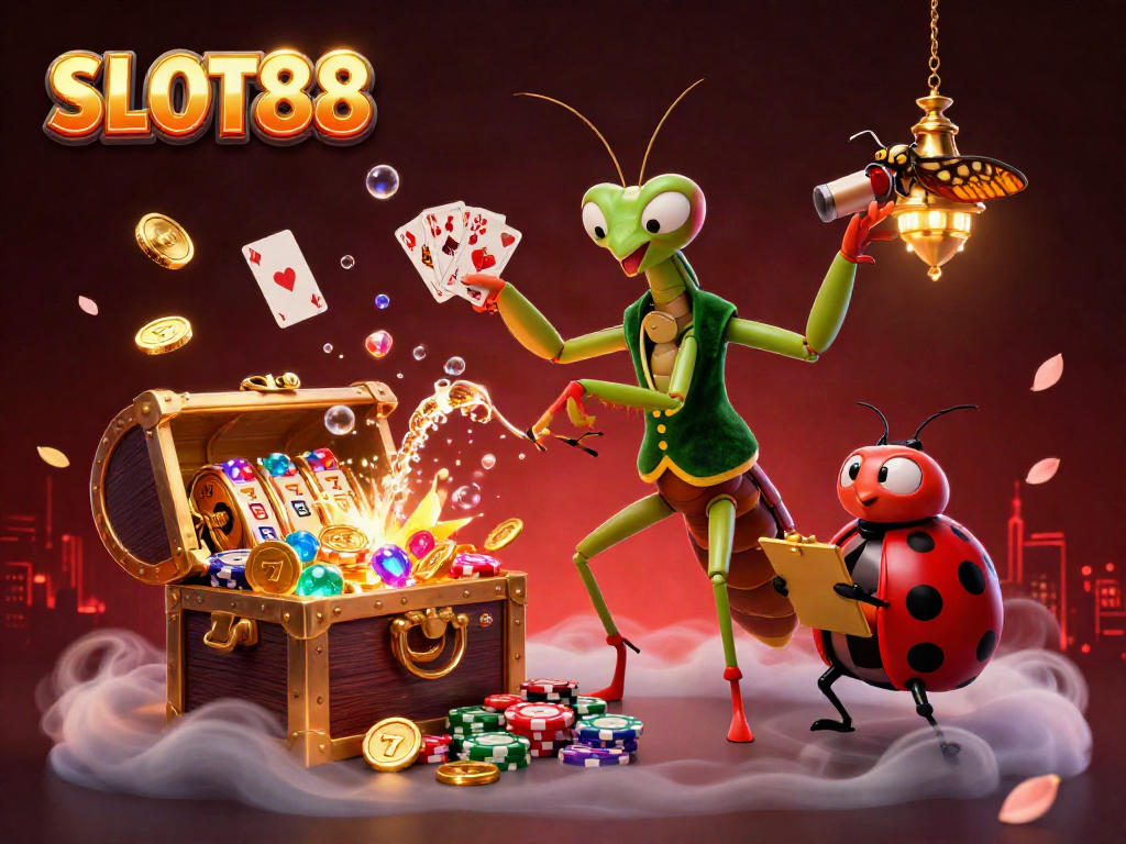 Experience thrilling gameplay with SLOT88 visuals, showcasing vibrant characters and slot elements.