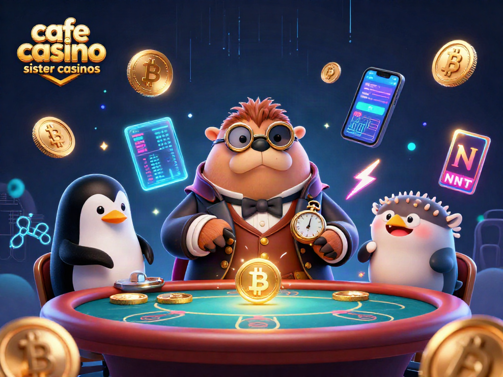 Play poker with cafe casino sister casinos in an underwater scene featuring a walrus and a penguin dealer.