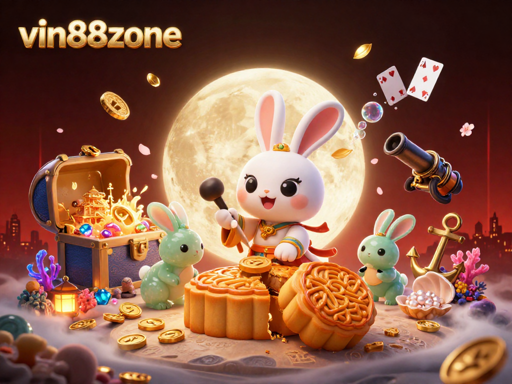 Experience gaming excitement at vin88zone with dynamic poker chips and vibrant treasures in a stunning 3D scene.